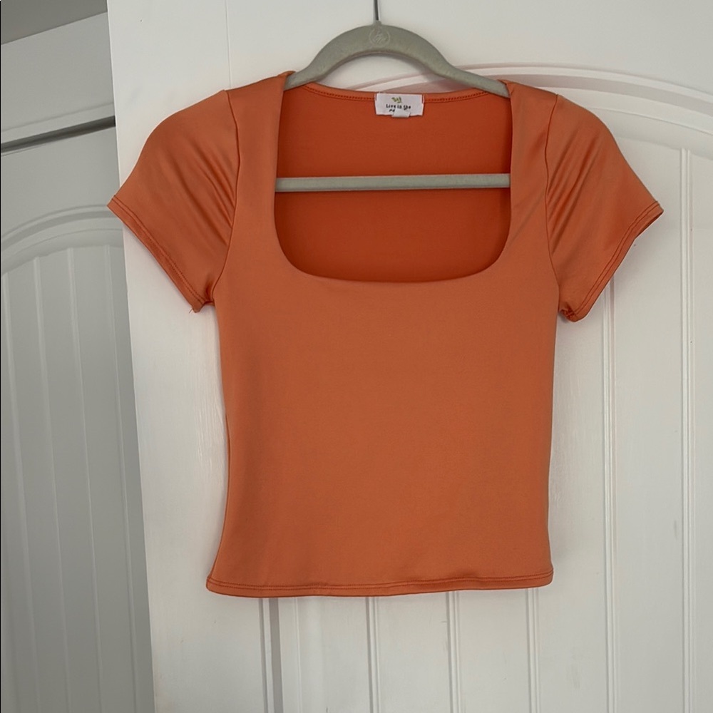 Chic Orange Short Sleeve Top